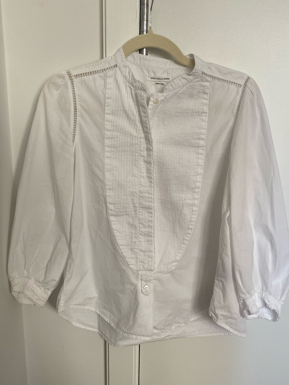 Isabel marant women’s White Pintuck Bib Blouse xs